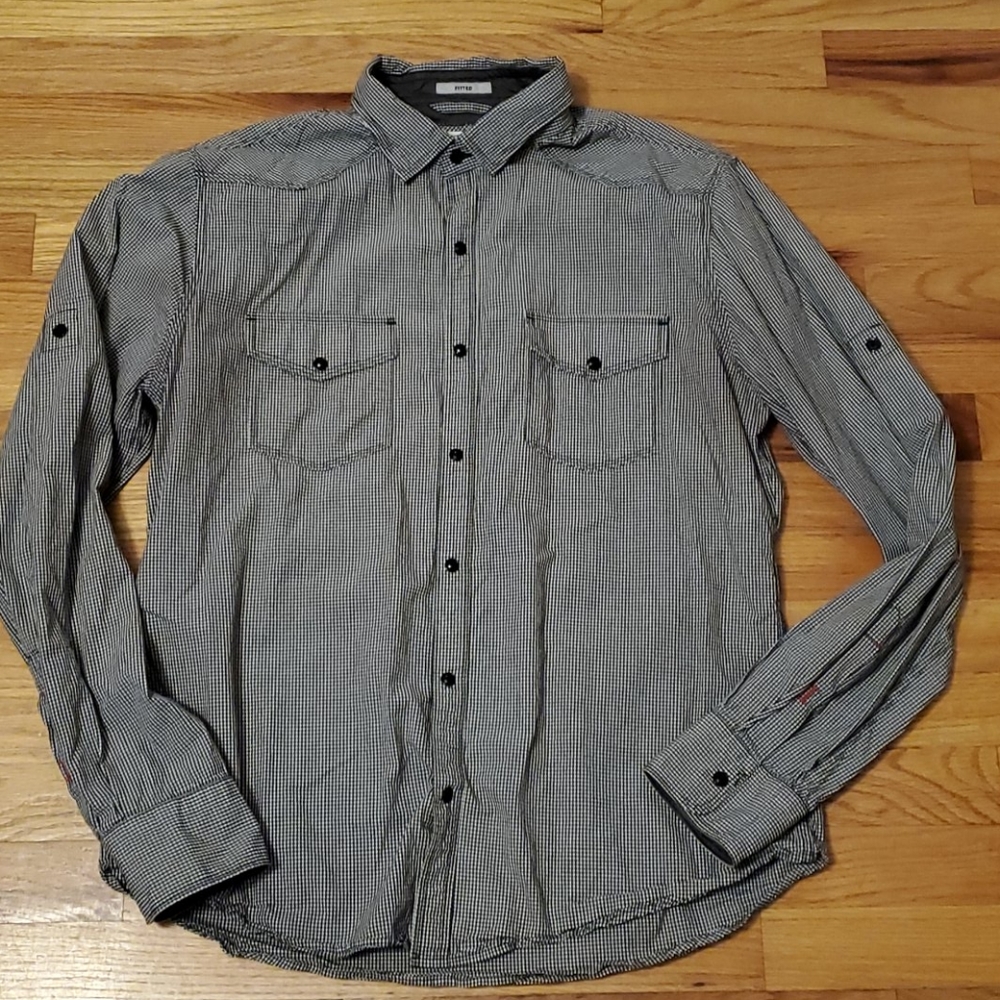 Express button down (black, white & gray)